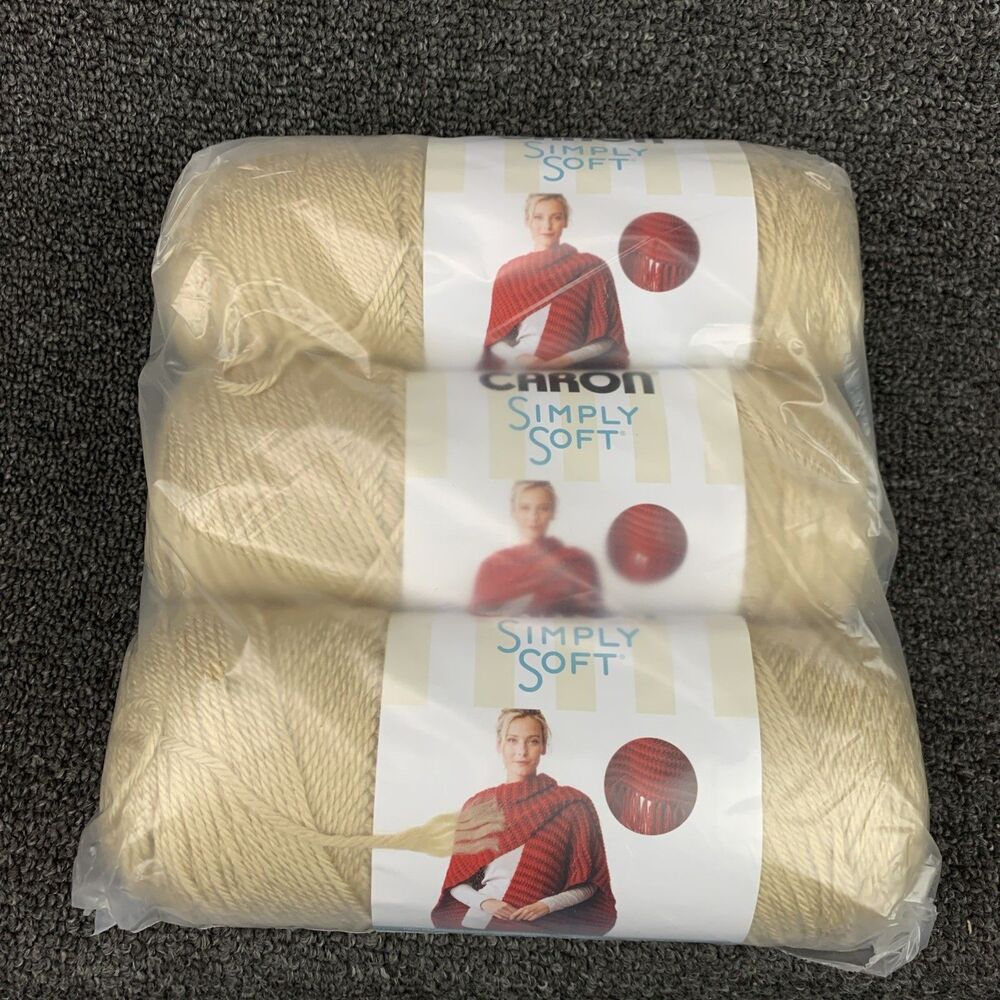 Yarnspirations Caron Simply Soft Colorway Bone Acrylic Yarn Worsted 3 Skeins